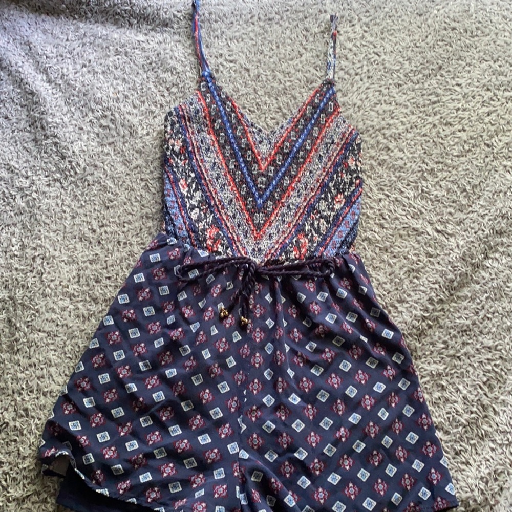 lightweight print romper with ties